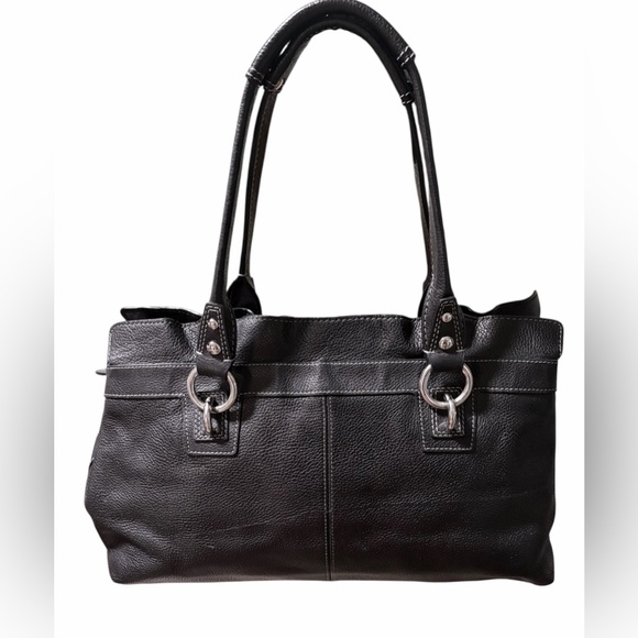 Coach Penelope Black Pebbled Leather Double Handles Satchel Shoulder Bag - Picture 11 of 13